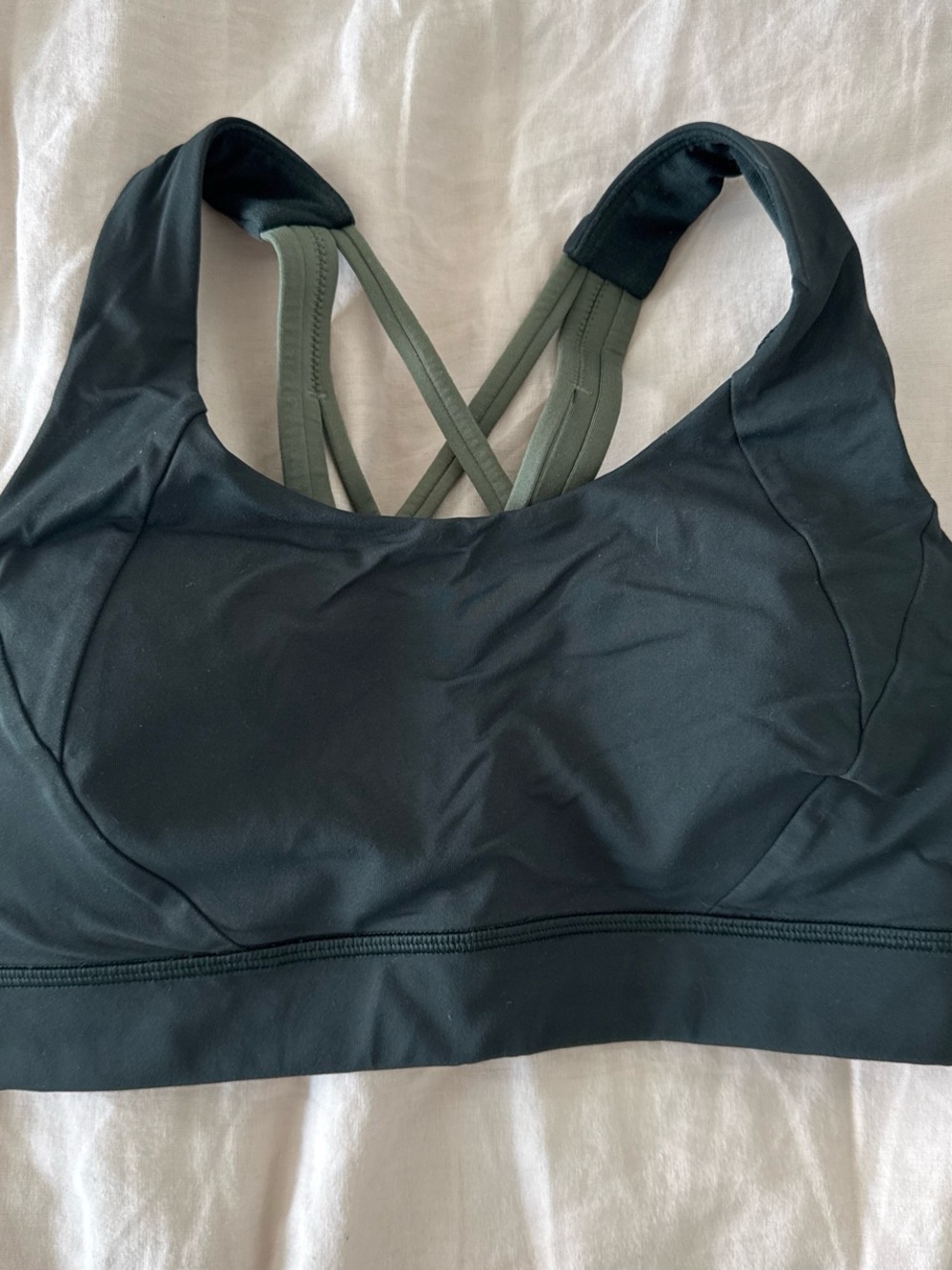 lululemon athletica green Sports Bra with Olive Crossback Straps